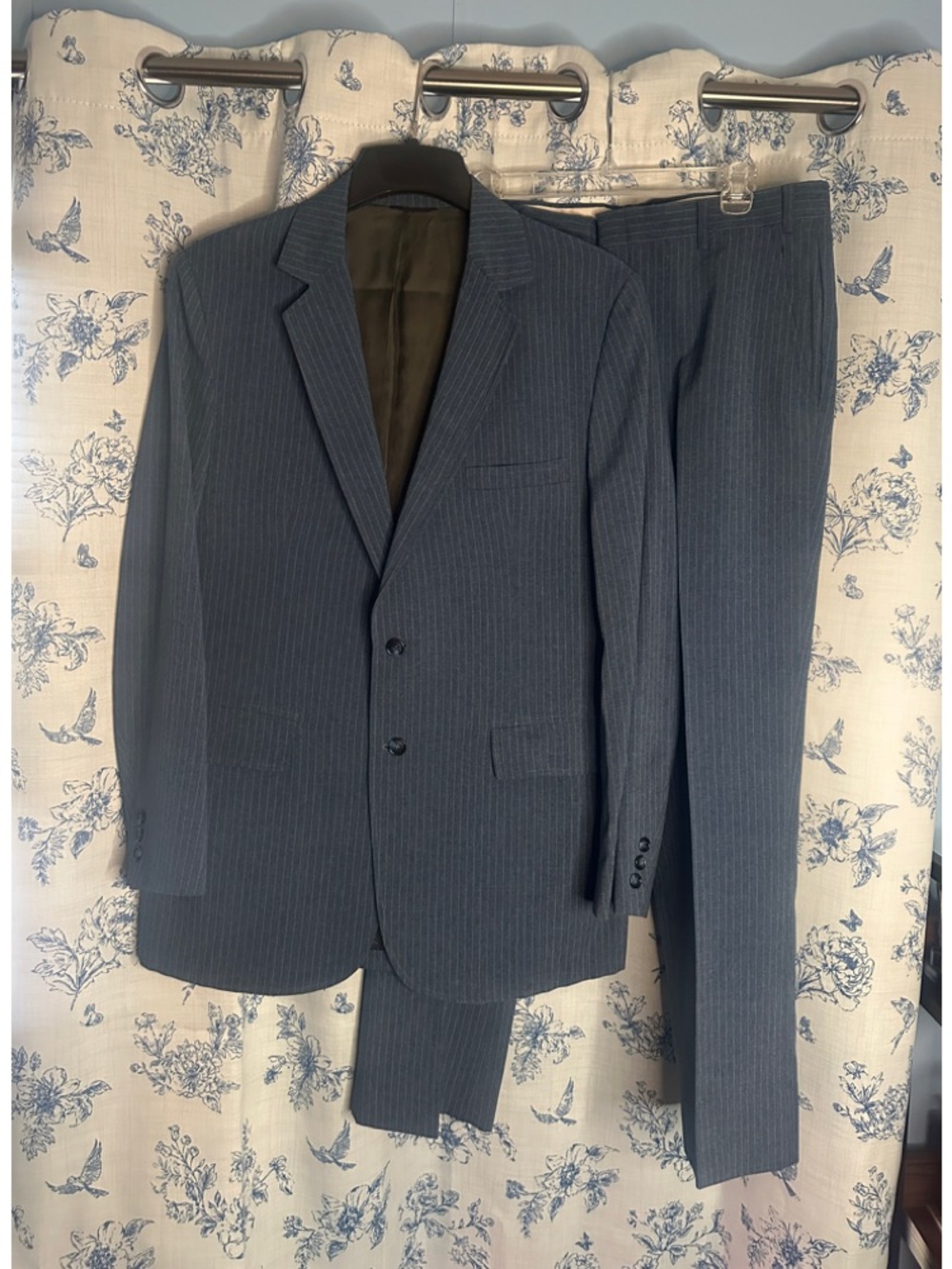 Vintage Men's Pinstripe Suit Jacket & Pants - Navy Blue